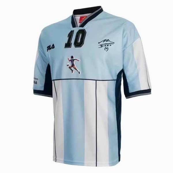 Camiseta Argentina NO.10 Maradona Primera Equipación Retro 2001 Azul